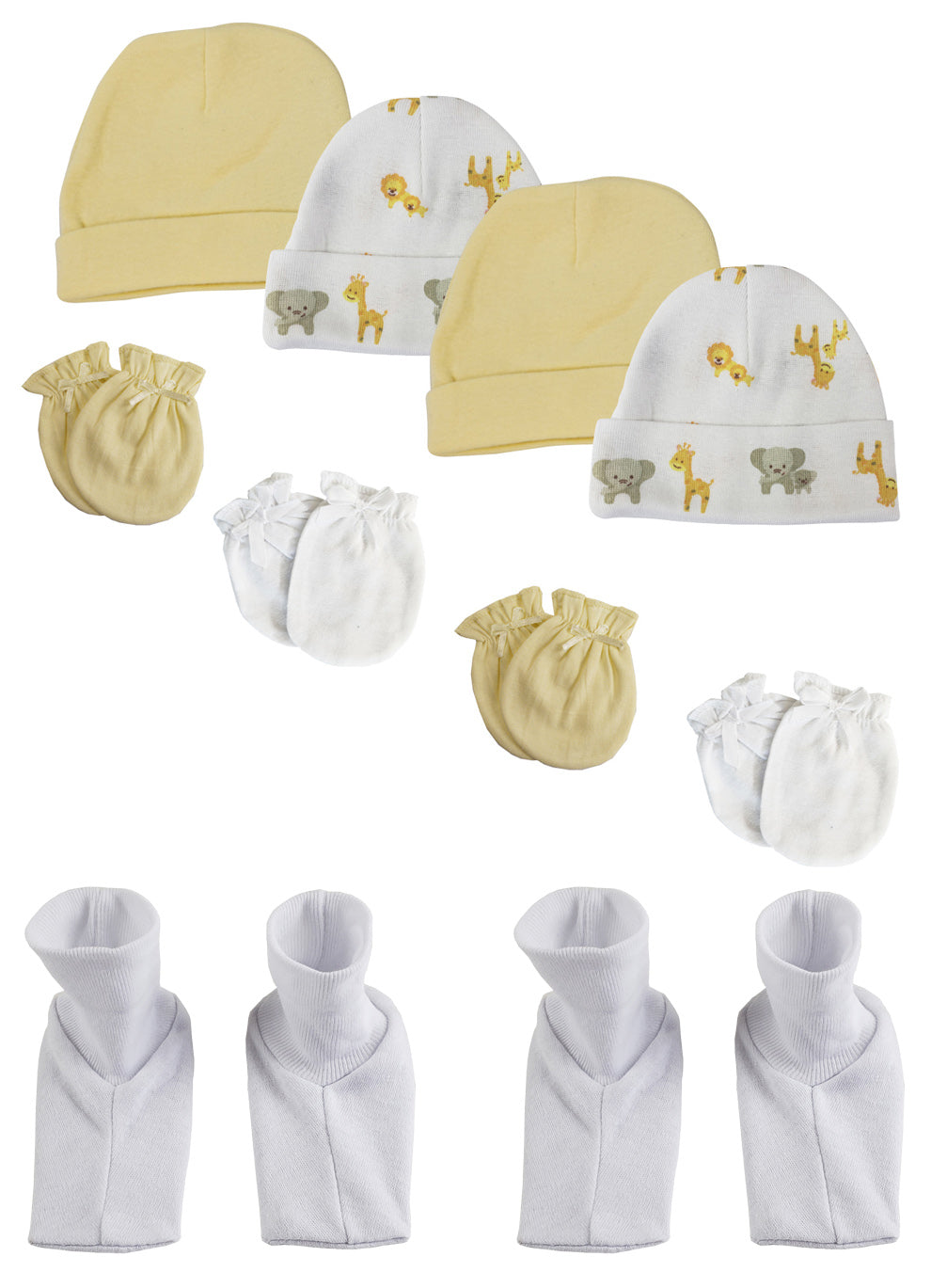Baby Boy, Baby Girl, Unisex Infant Caps, Booties and Mittens (Pack of 10) NC_0395