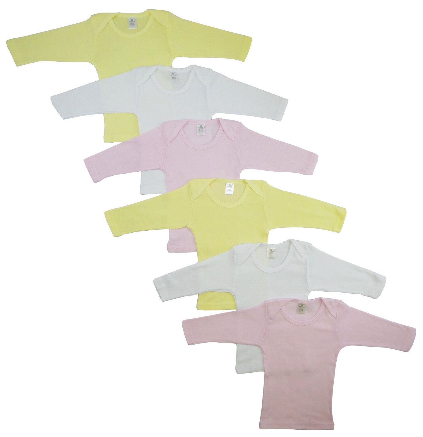 Girls Pastel Variety Long Sleeve Lap T-shirts 6 Pack 052_052