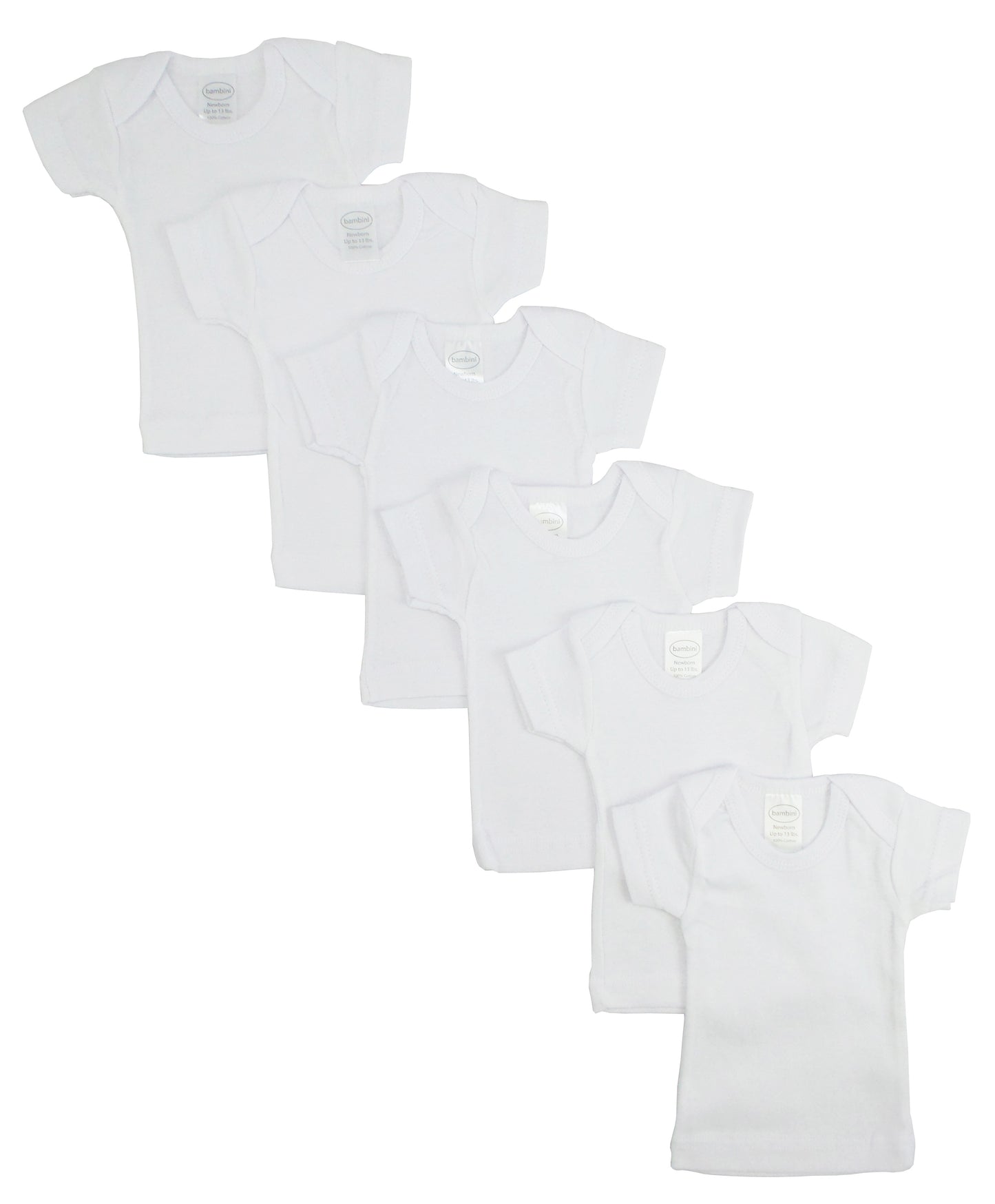 White Short Sleeve Lap Tee 6 Pack 055_055