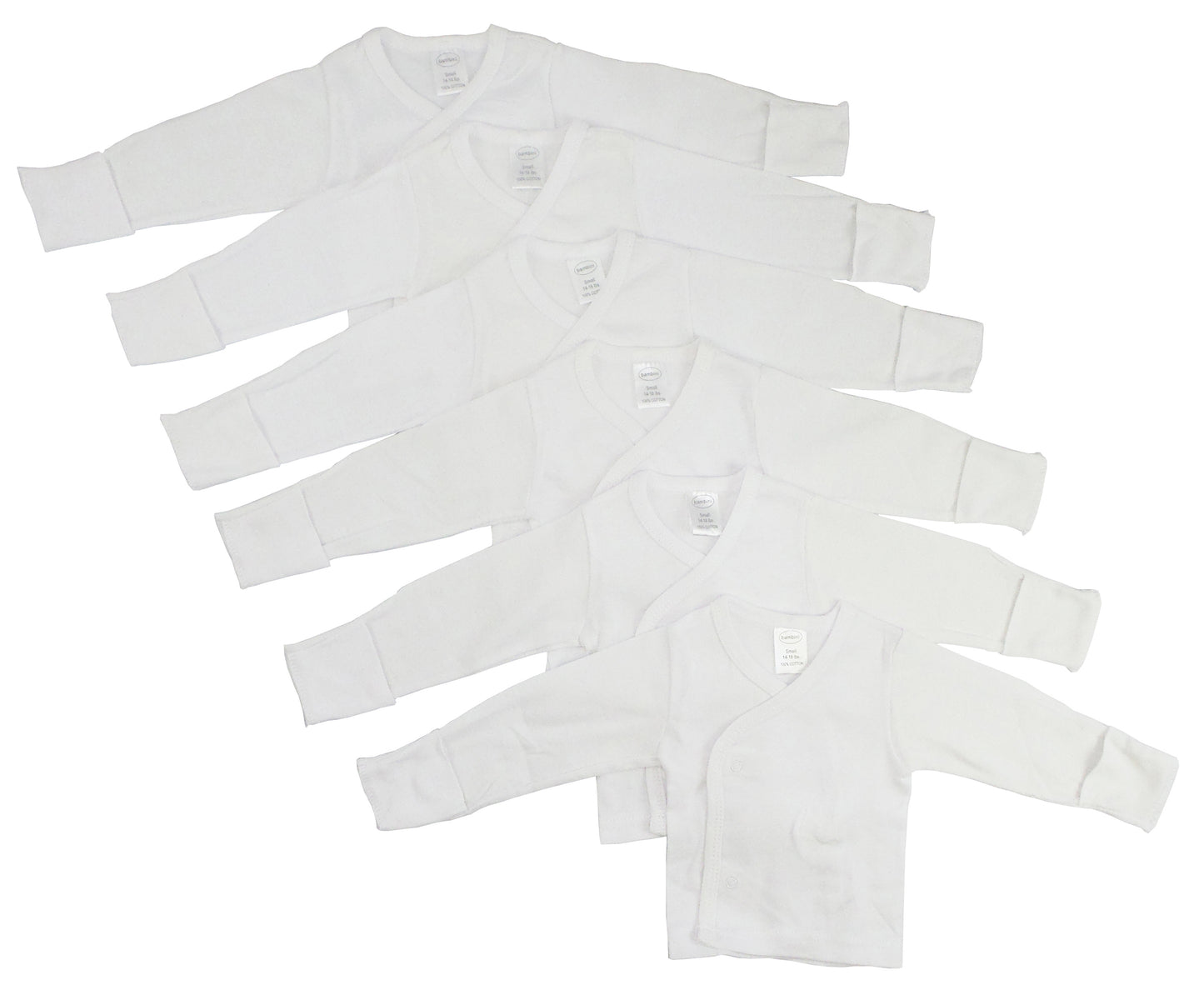 Preemie Long Sleeve Side Snap With Mitten 6 Packcuff 071P_071P