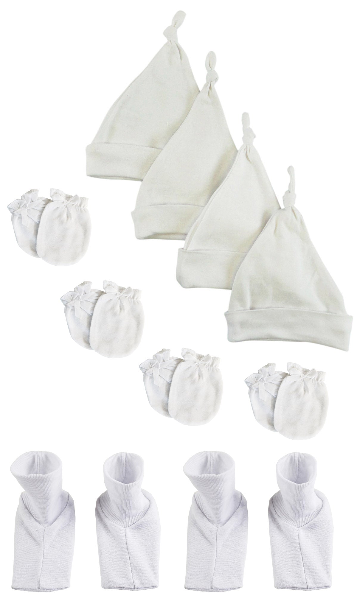 Unisex Knotted Caps , Booties and Mittens - 10 Piece Set NC_0943