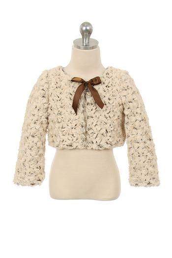 2 Tone Cuddle Fur Bolero-Kid's Dream-1_2,3_4,5_6,7_8,big_girl,color_White,fabric_Satin,little_girl,size_02,size_04,size_06,size_08,size_10,size_12,size_14
