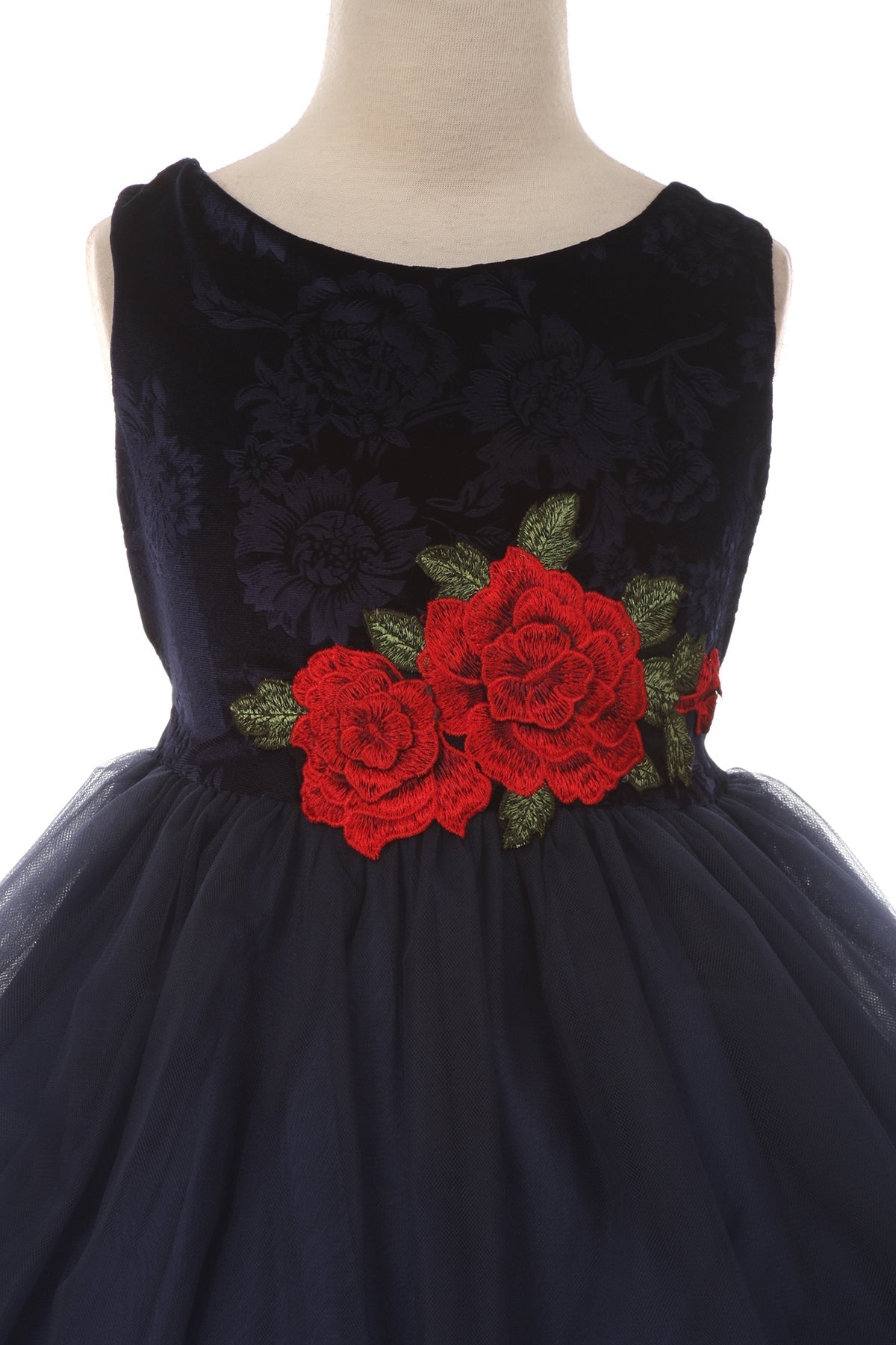 396- Velvet Rose Patch Girl Dress
