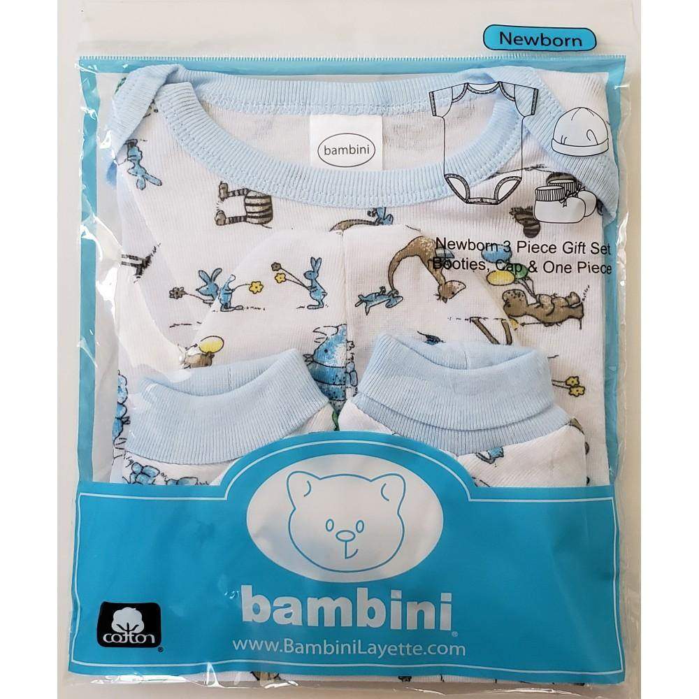 Newborn 3 pc gift set, onesie, booties and beanie get it now from Mommies Best Mall