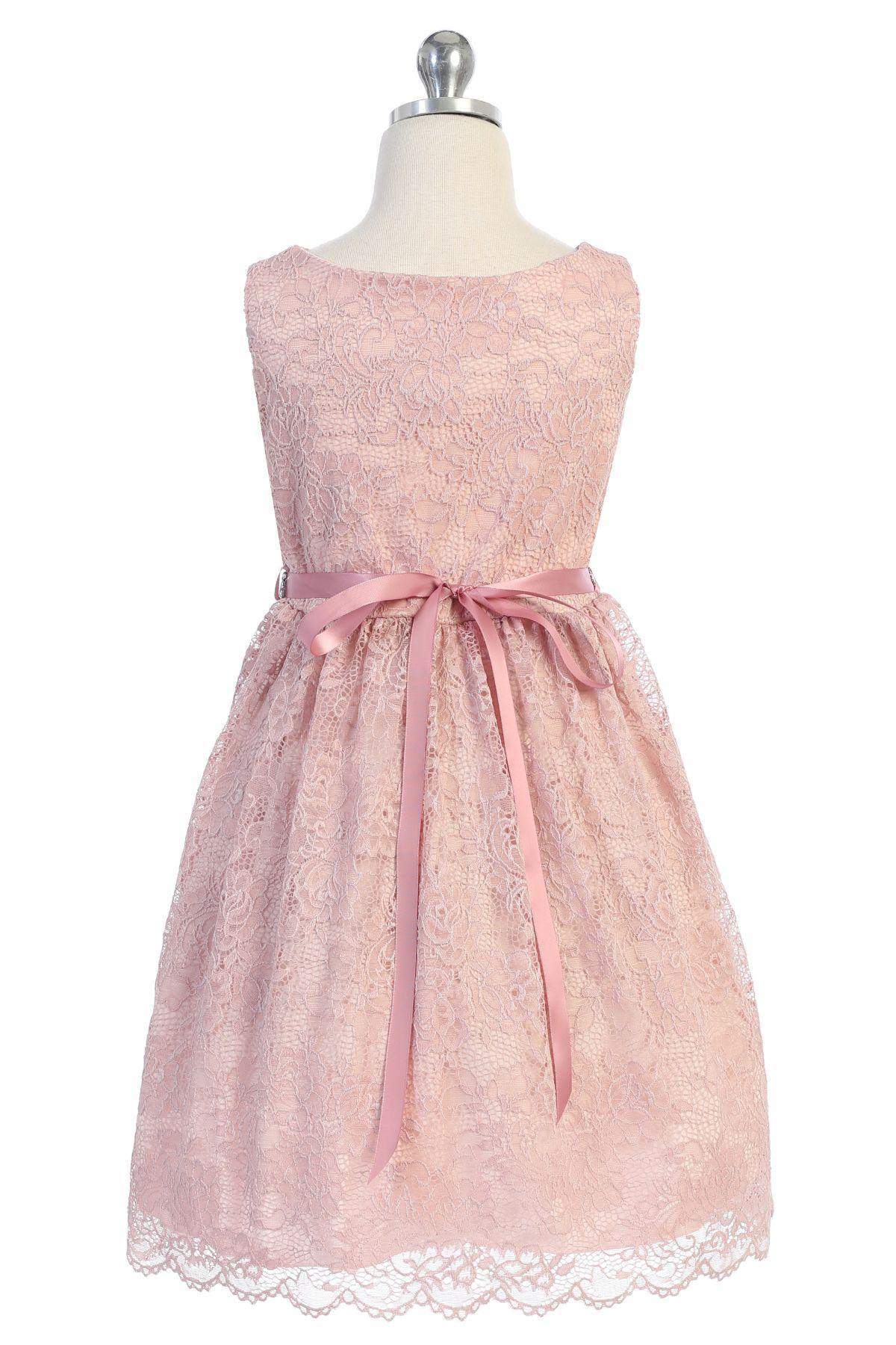 Stretch Lace Dress-Kid's Dream-big_girl,color_Blush Pink,Color_Coral,Color_Mint,fabric_Lace,girl-dress,length_Knee Length,meta-related-collection-shop-the-outfit-girls,Pink-collection,size_02,size_04,size_06,size_08,size_10,size_12