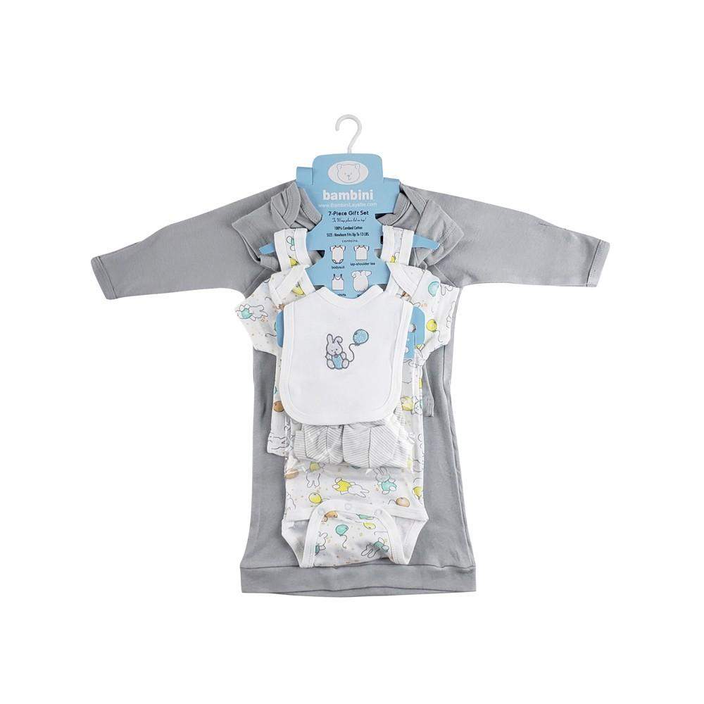 7-Piece Pastel Interlock Bunny and Giraffe (NB)-Bambini-Baby Clothes,Baby Set
