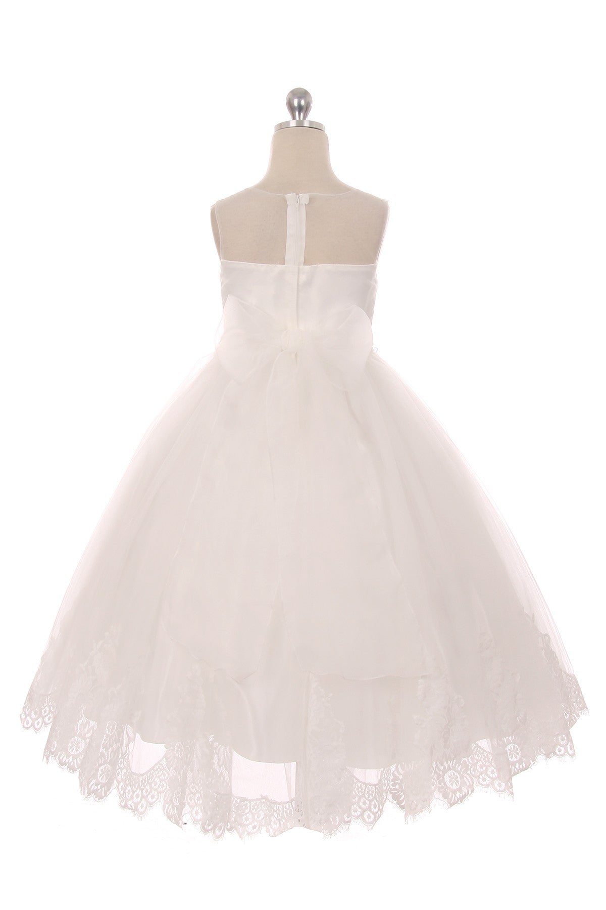 7007- Lace Applique Illusion Bateau Dress