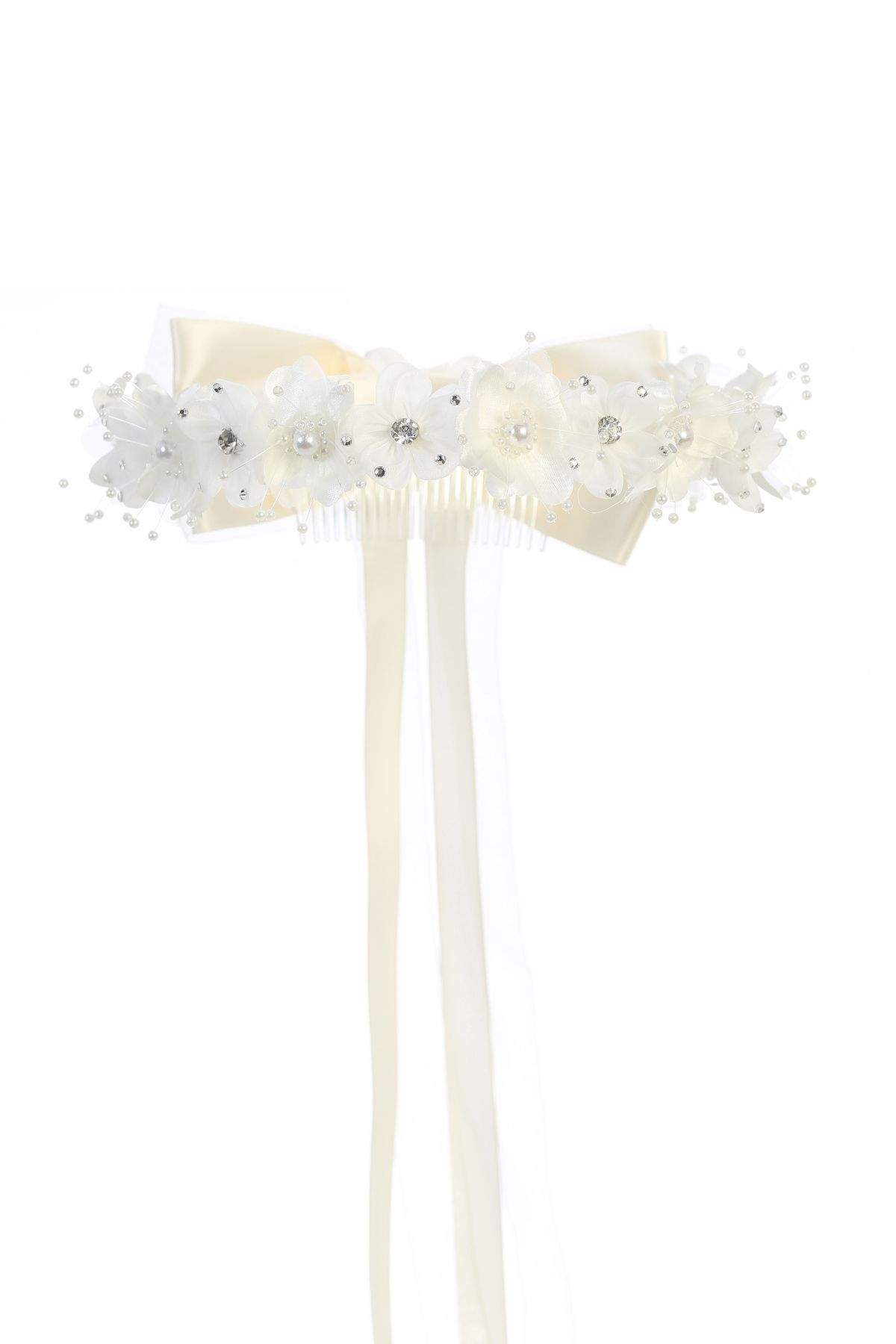 Gem Pearl Flower Crown-Kid's Dream-1_2,3_4,5_6,7_8,big_girl,color_White,fabric_Satin,little_girl,size_02,size_04,size_06,size_08,size_10,size_12,size_14