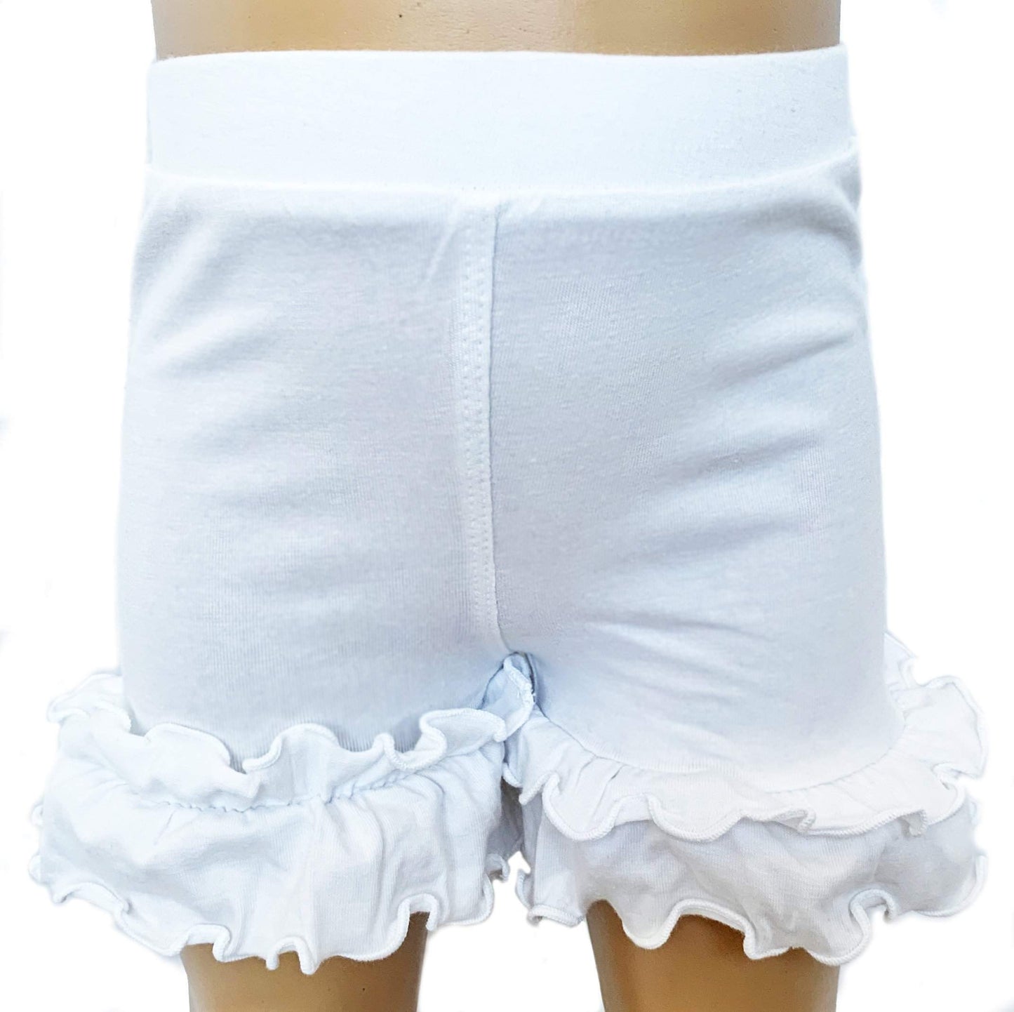 Girls White Knit Ruffle Shorts 4/5T-7/8-AnnLoren-4-5T,6,7-8,ANNLOREN,Shorts,Spring & Summer,Spring & Summer 2020,White