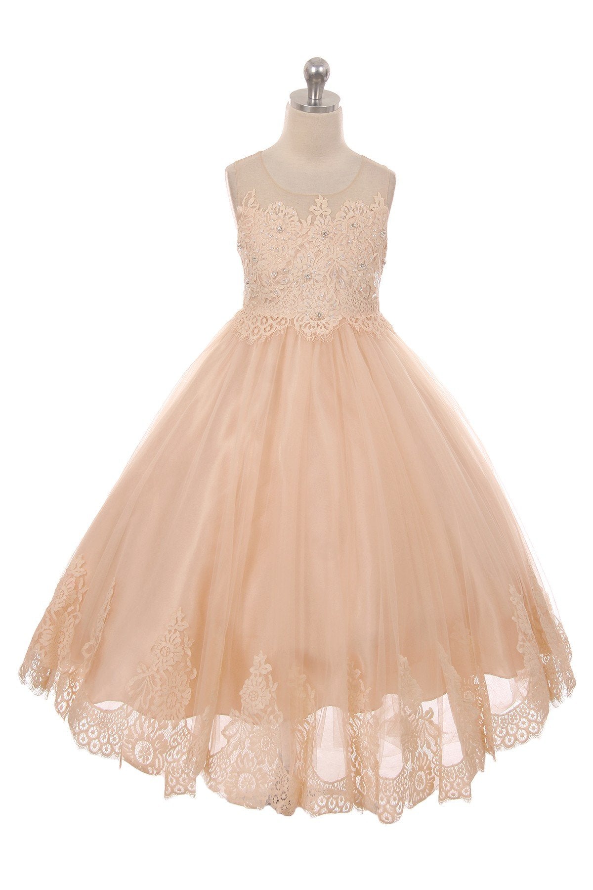 Dress - Lace Appliqué Illusion Bateau Dress