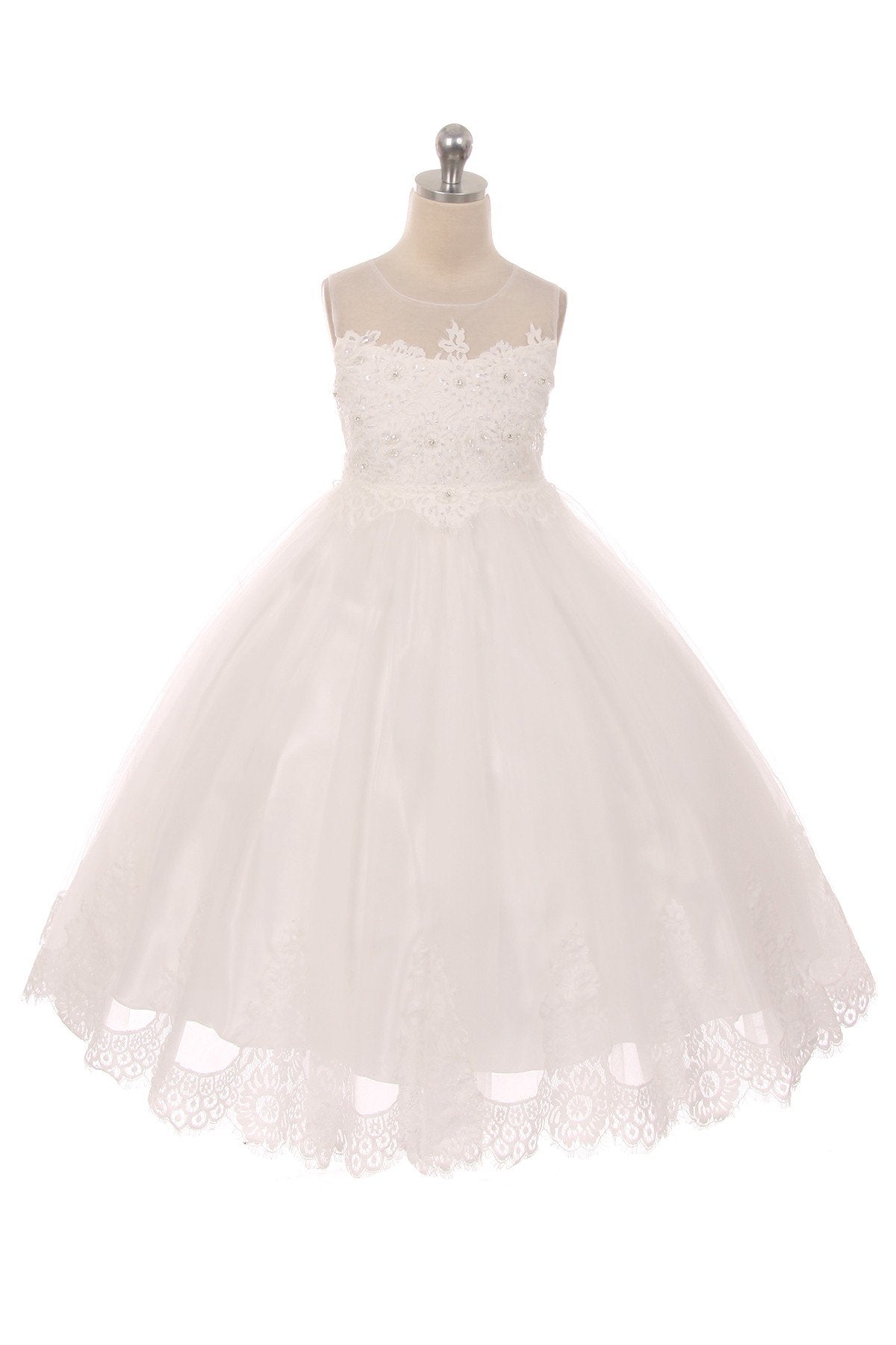 Dress - Lace Appliqué Illusion Bateau Dress