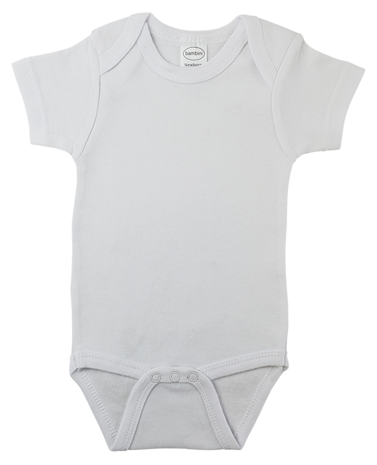 White Interlock Short Sleeve Onezies 0010B