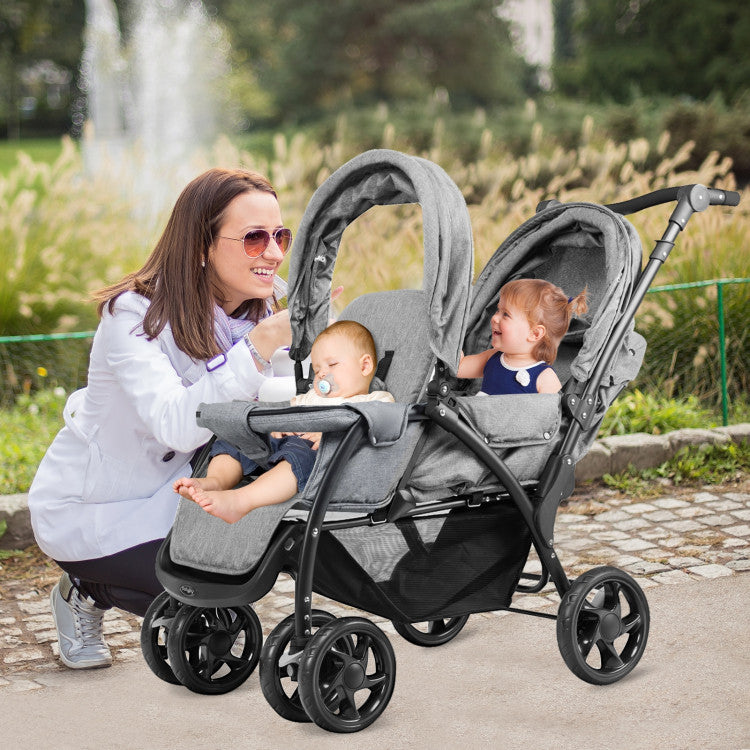 Foldable Lightweight Front Back Seats Double Baby Stroller