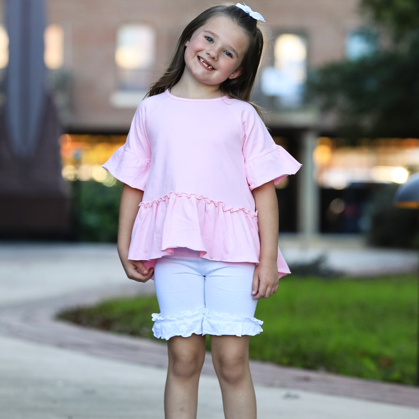 AnnLoren Little Toddler Big Girls' Angel Sleeve Pink Boutique Ruffle Top Shirt Clothing Sizes 2/3T - 7/8