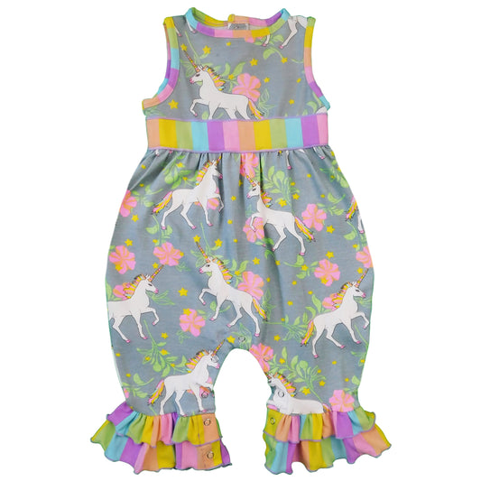 AnnLoren Boutique Baby Girls' Romper Unicorn & Rainbow Onesie Toddler Jumpsuit