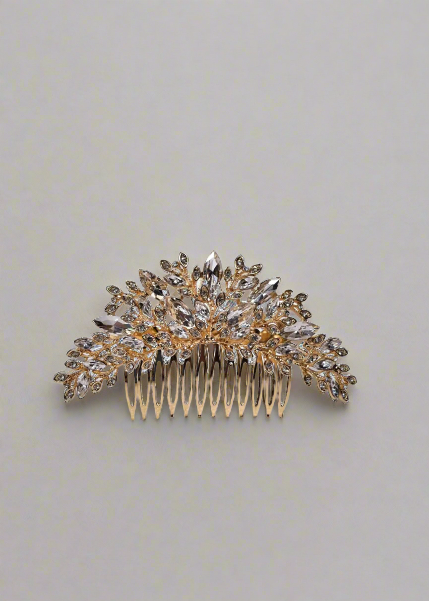 Calla Collection Hair Comb TR-41014 Secure Grip Top-Quality Rhinestone Hair Comb