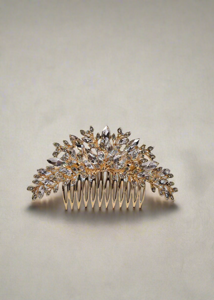 Calla Collection Hair Comb TR-41014 Secure Grip Top-Quality Rhinestone Hair Comb