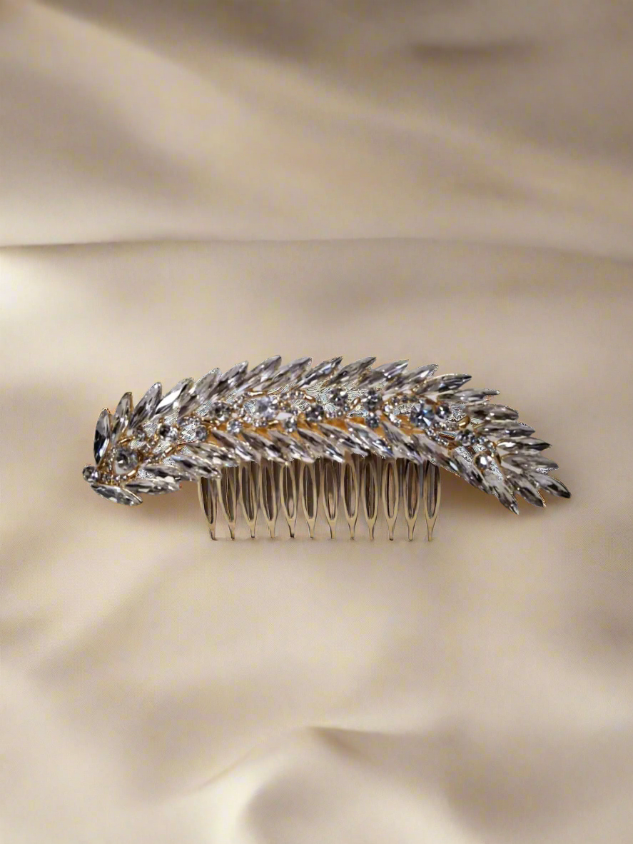 Calla Collection Hair Comb TR-40999 Handcrafted Luxury Cubic Zirconia CZ Hair Comb