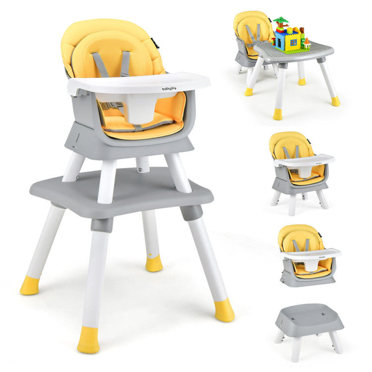 6-in-1 Convertible Baby High Chair with Adjustable Removable Tray