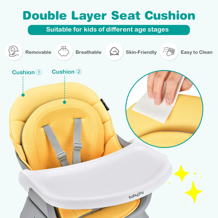 6-in-1 Convertible Baby High Chair with Adjustable Removable Tray