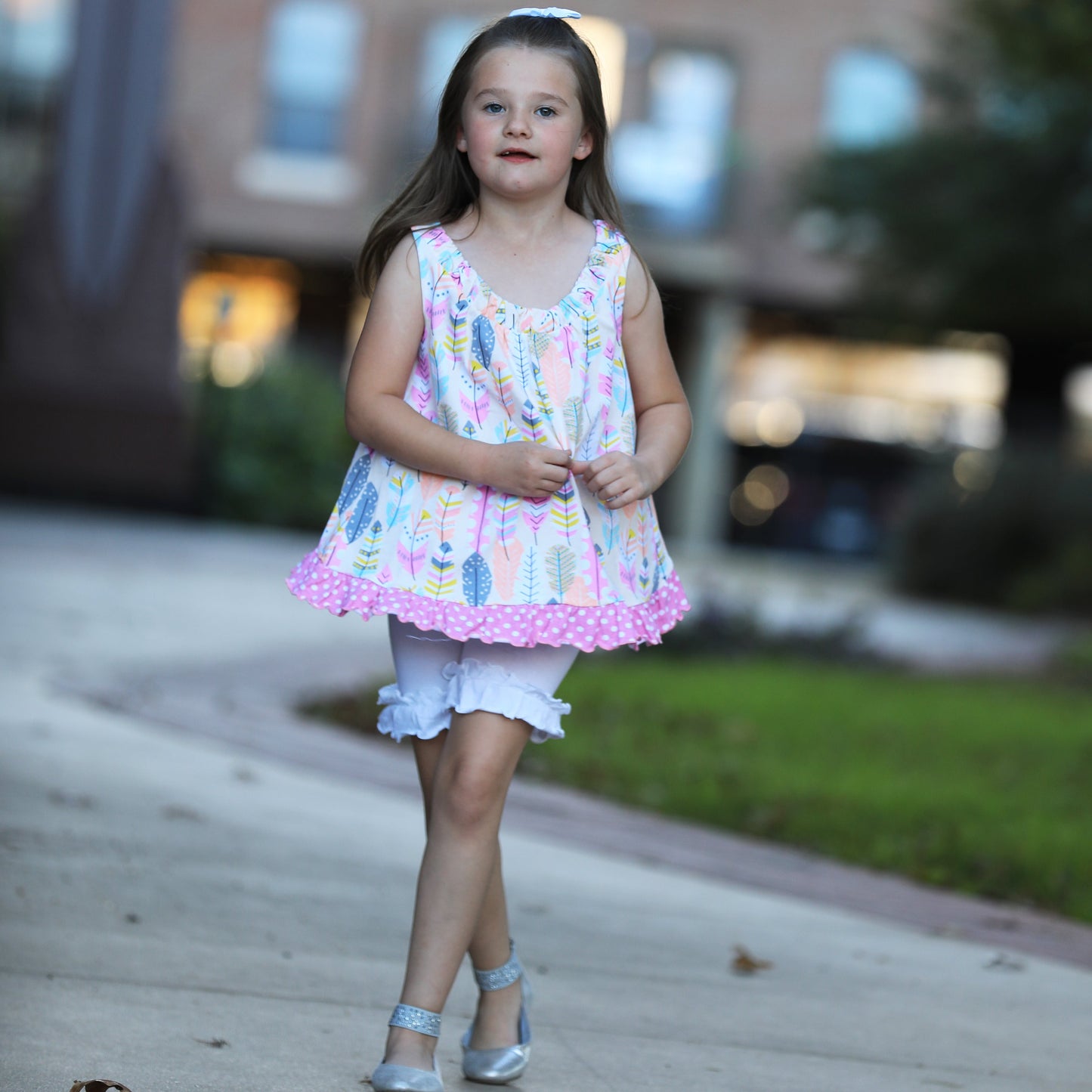 AnnLoren Baby/Toddler Girls Open Back Swing Tank Top with Bow Feather Design