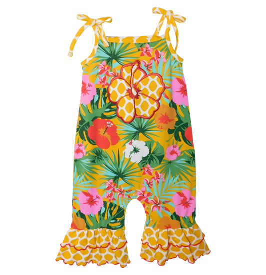 AnnLoren Hawaiian Hibiscus Floral Baby Girls' Romper Toddler Tropical Jumpsuit