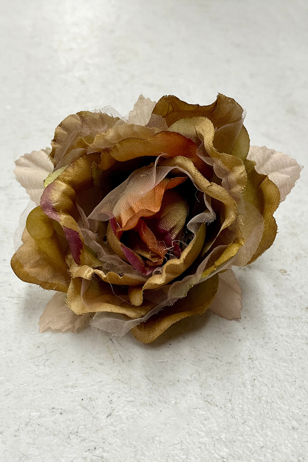 Kid's Dream fabric faux flowers in champagne color, perfect as accessories, shown in a variety of single and pack options.