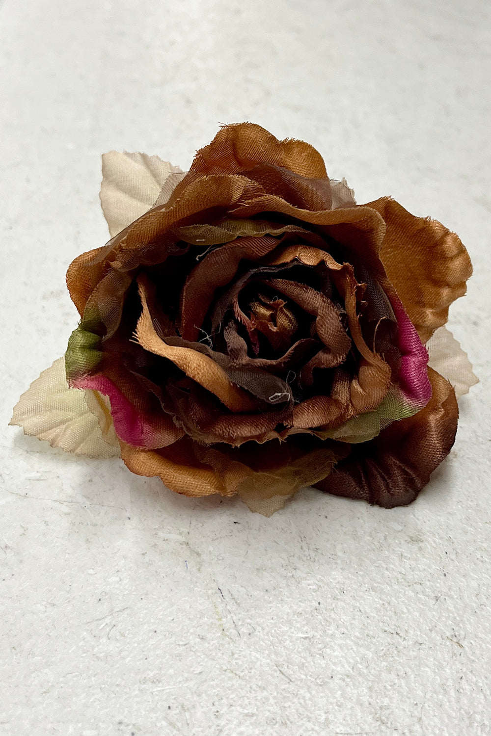Kid's Dream fabric faux flowers in chocolate shades, available as singles or packs, ideal for craft and accessory projects.