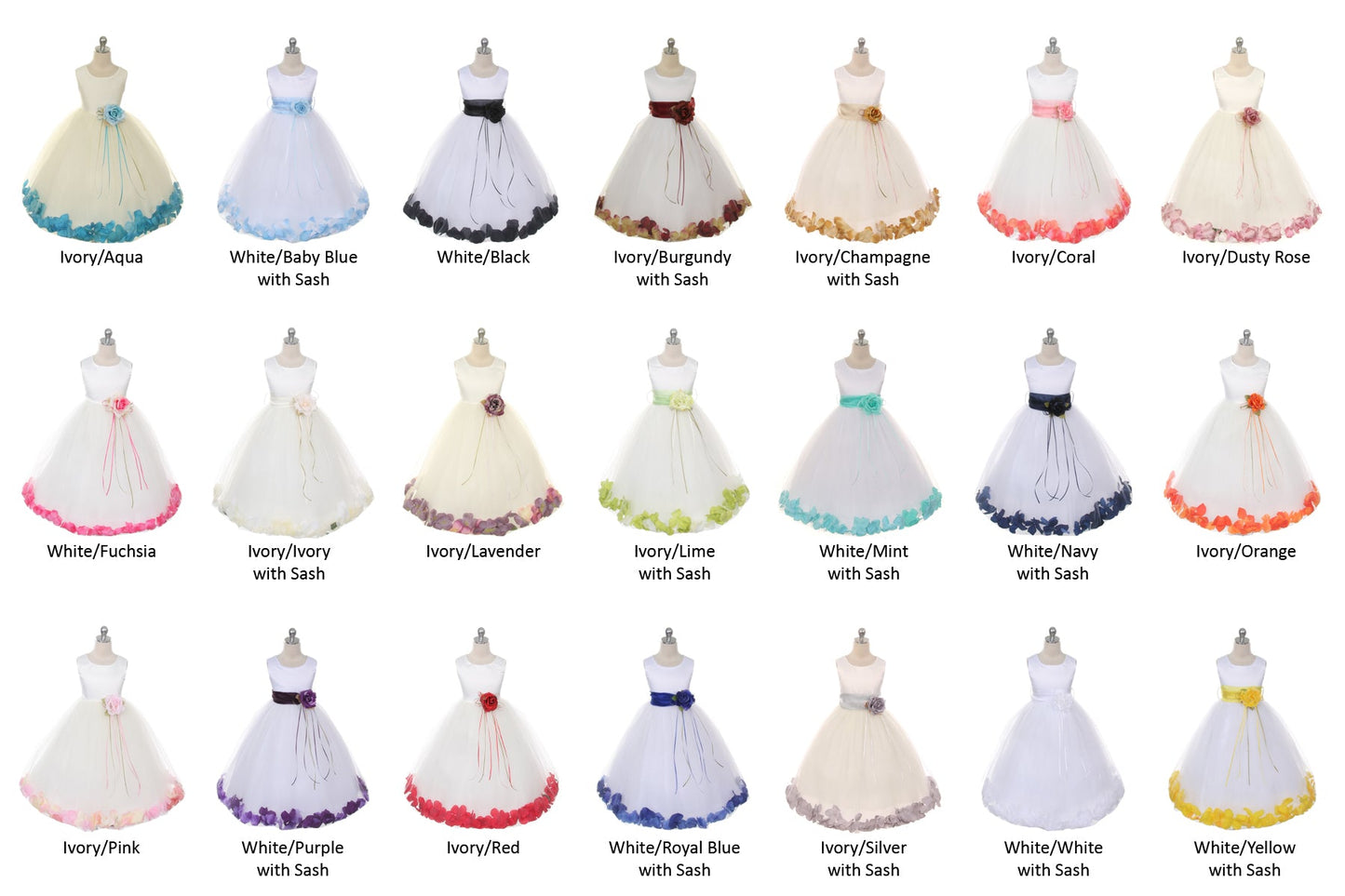 White sequin top and flower petal girl’s dress by Kid's Dream, featuring elegant sequins and floral details for special occasions.