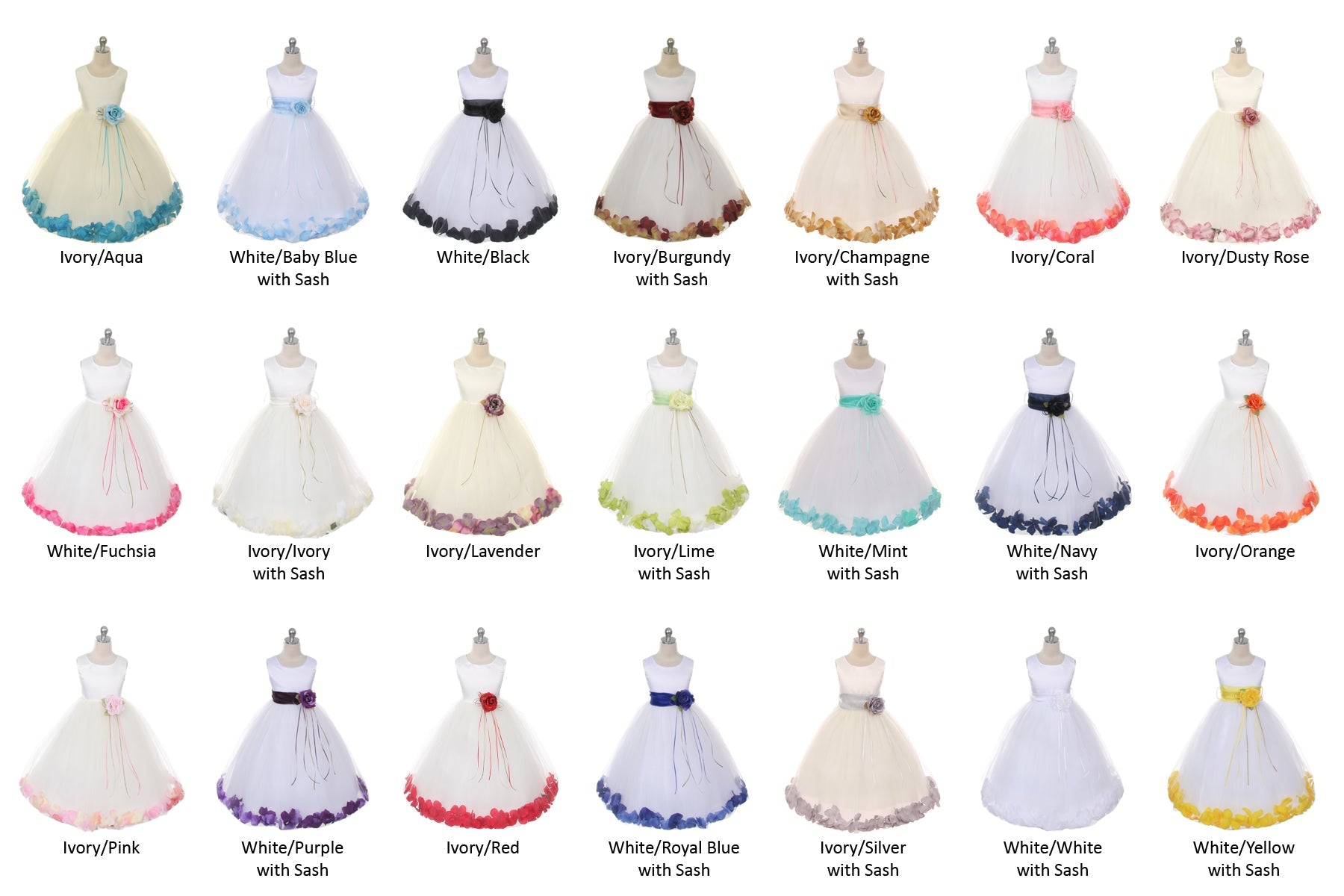 White sequin top and flower petal girl’s dress by Kid's Dream, featuring elegant sequins and floral details for special occasions.
