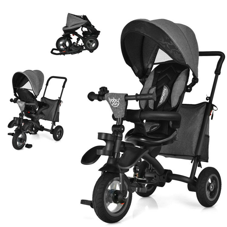 7-In-1 Baby Folding Tricycle Stroller with Rotatable Seat