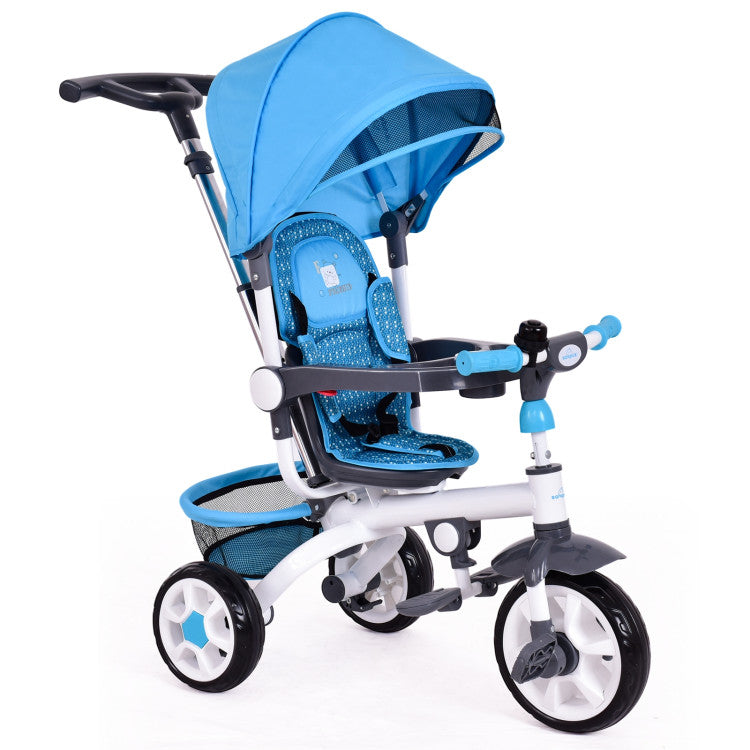 4-in-1 Detachable Baby Stroller Tricycle with Round Canopy