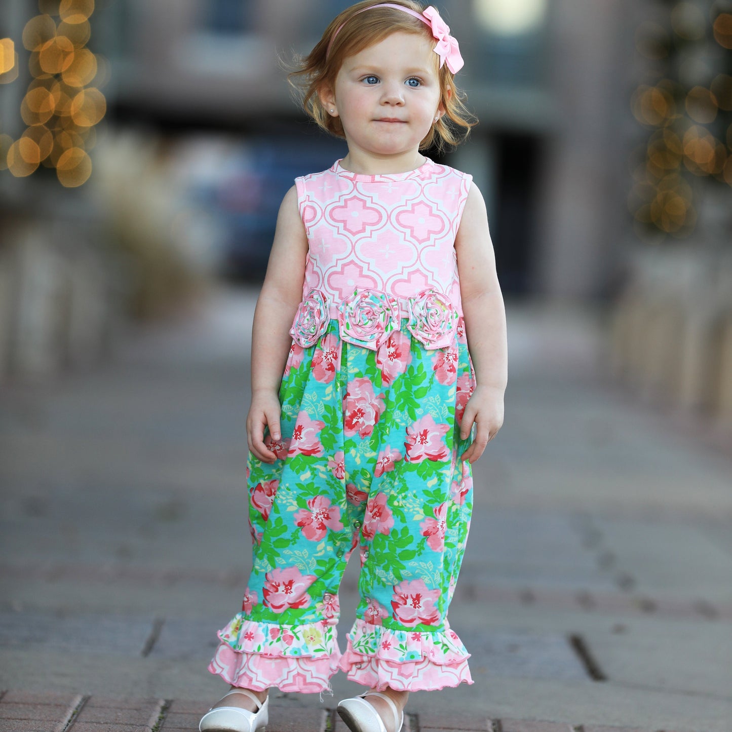 AnnLoren Rose Floral Baby Girls' Romper Toddler Jumpsuit Summer