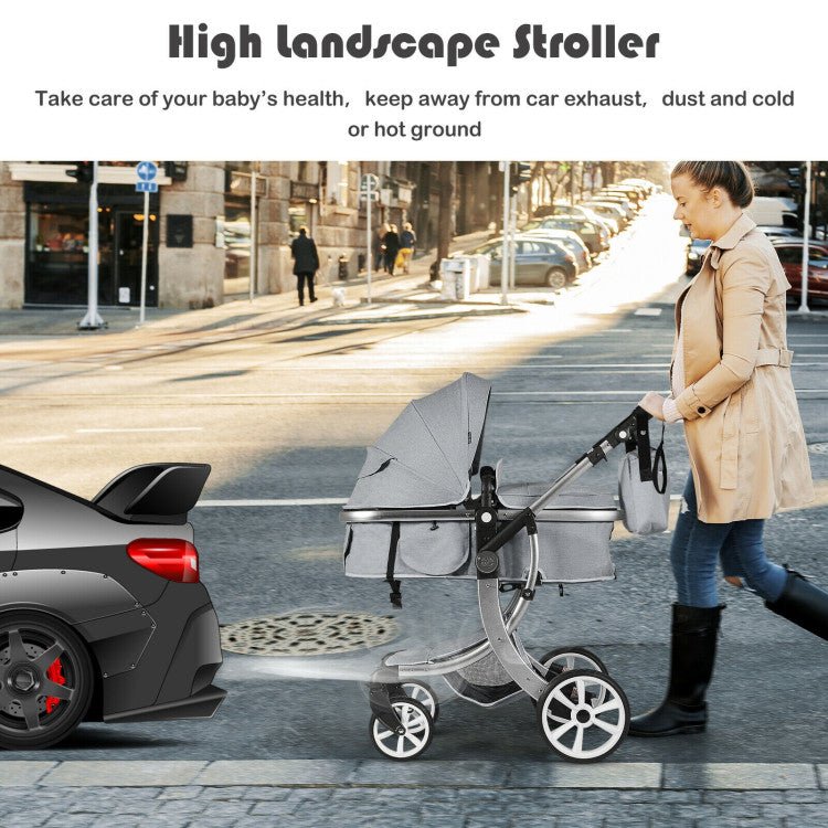 2-in-1 Foldable High Landscape Baby Stroller