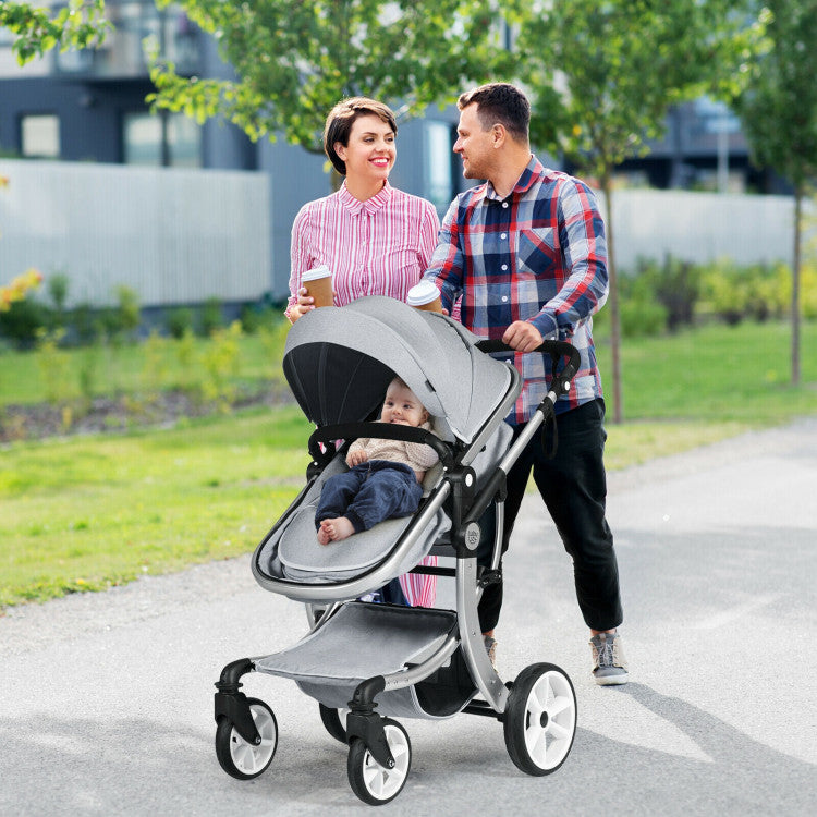 2-in-1 Foldable High Landscape Baby Stroller