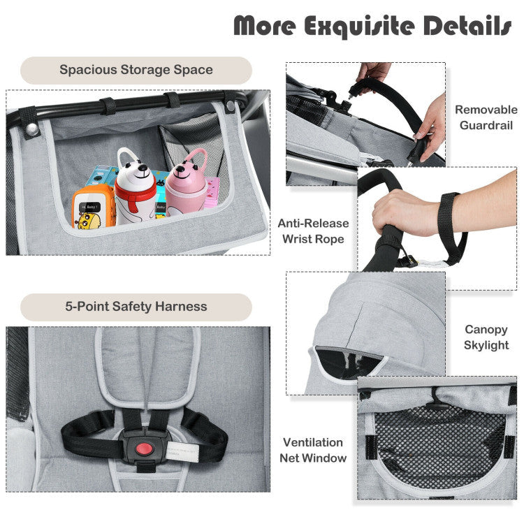 2-in-1 Foldable High Landscape Baby Stroller