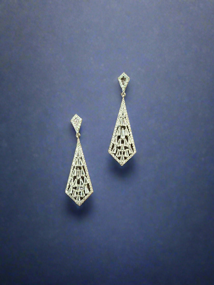 Calla Collection Earrings TR-10532 Chic Eye-Catching Cubic Zirconia CZ Dangle Earrings