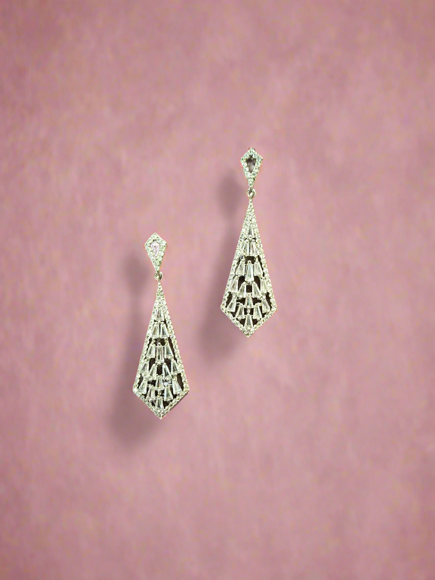 Calla Collection Earrings TR-10532 Chic Eye-Catching Cubic Zirconia CZ Dangle Earrings