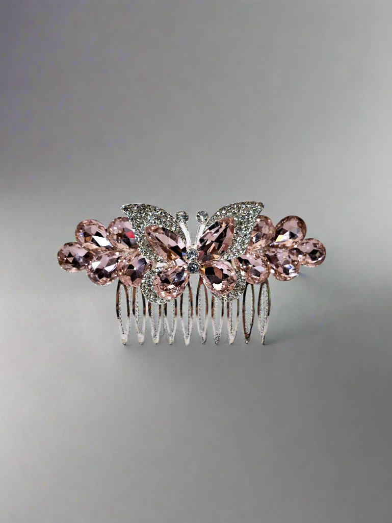 Calla Collection elegant butterfly design hair comb, decorative hairpin with intricate detailing, perfect for special occasions.