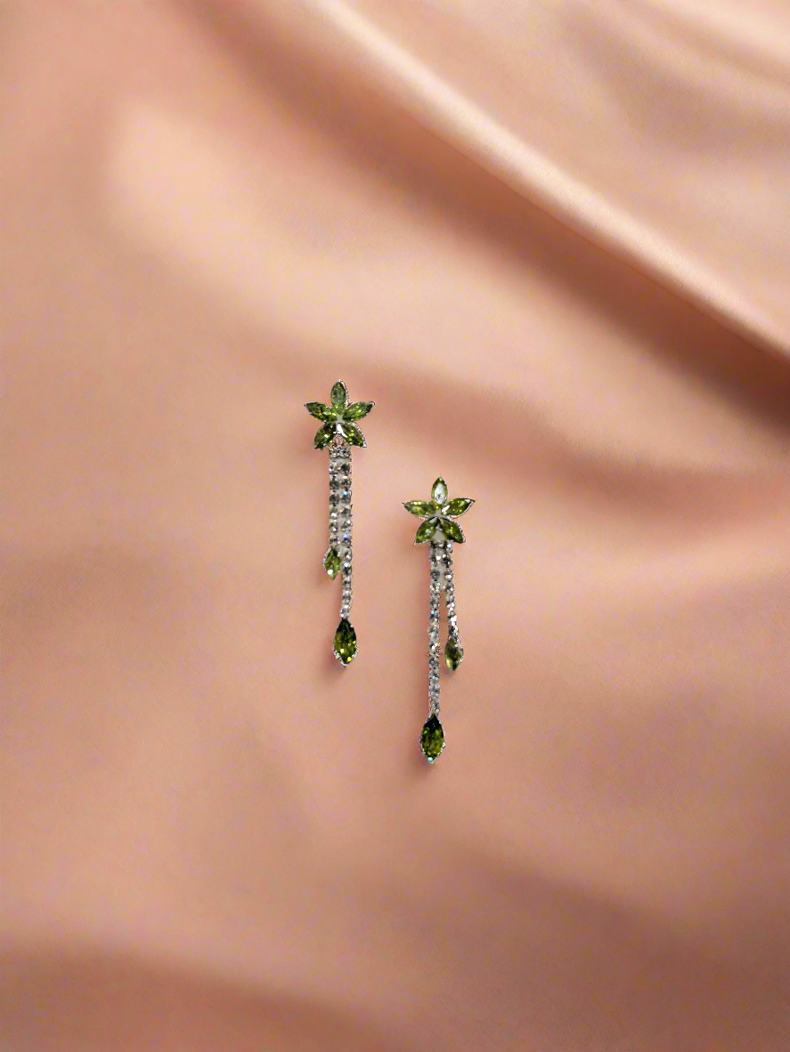 Calla Collection flower dangle earrings with delicate formal design featuring floral motifs and elegant hanging style.