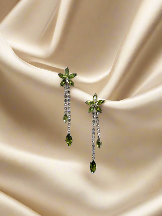 Delicate floral dangle earrings from Calla Collection featuring elegant formal design with flower-shaped elements.