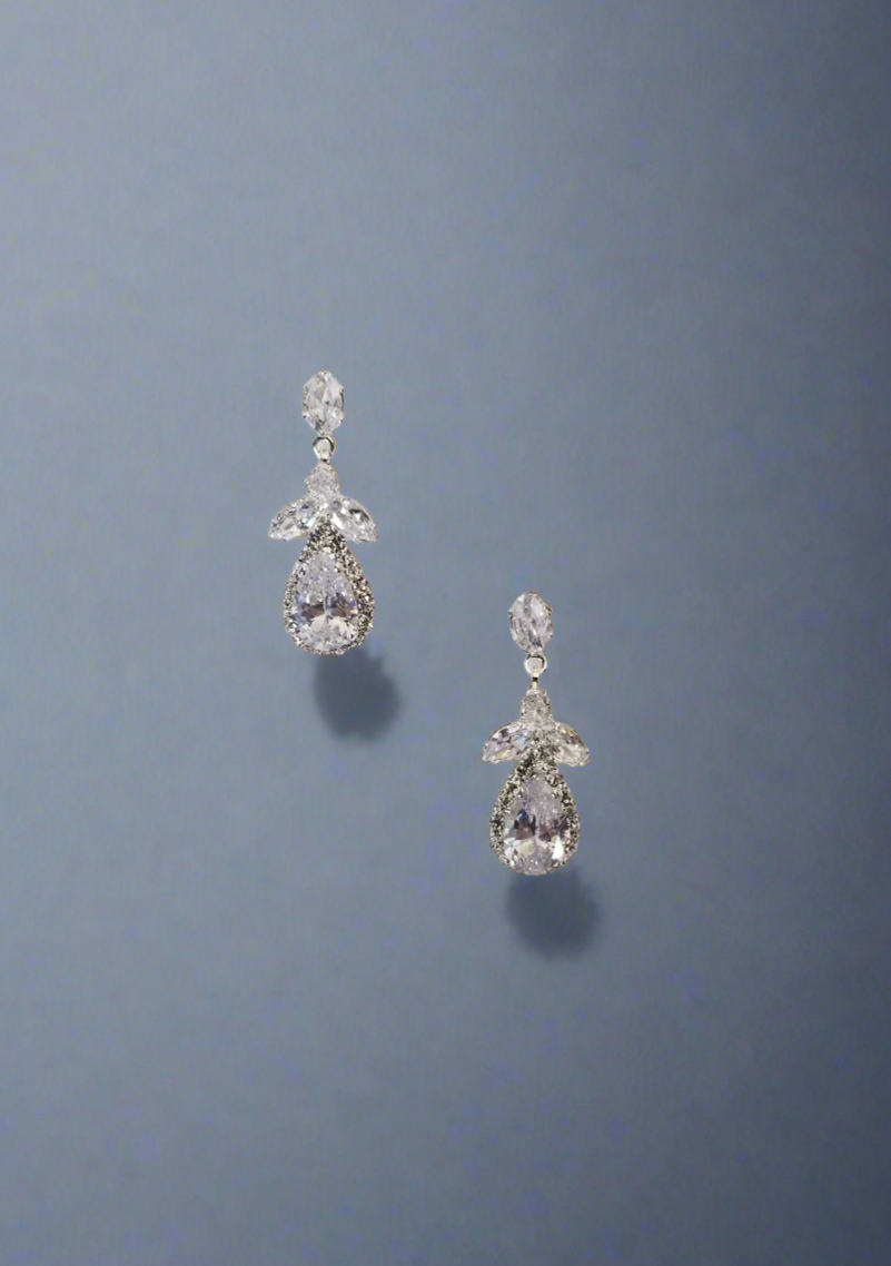 Calla Collection Earrings TR-10829 Sophisticated Cubic Zirconia CZ Dangle Earrings