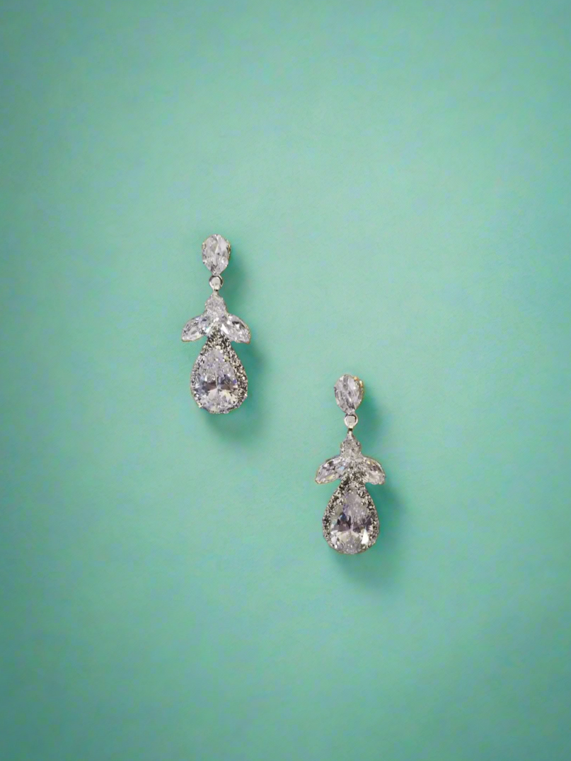 Calla Collection Earrings TR-10829 Sophisticated Cubic Zirconia CZ Dangle Earrings