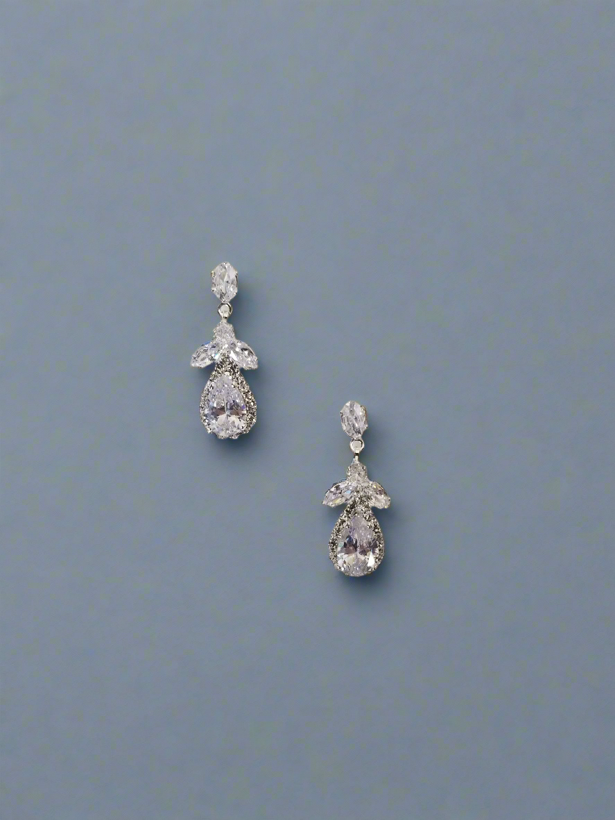 Calla Collection Earrings TR-10829 Sophisticated Cubic Zirconia CZ Dangle Earrings