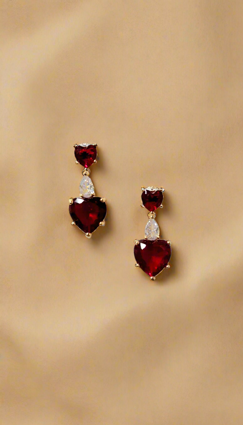Calla Collection Earrings TR-11068 Elegant Heart-Shaped Dangle Earrings