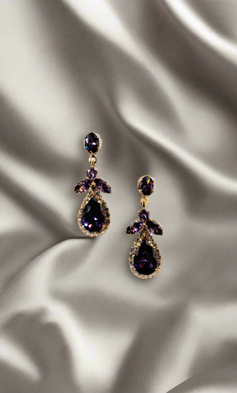 Calla Collection Earrings TR-10829 Sophisticated Cubic Zirconia CZ Dangle Earrings