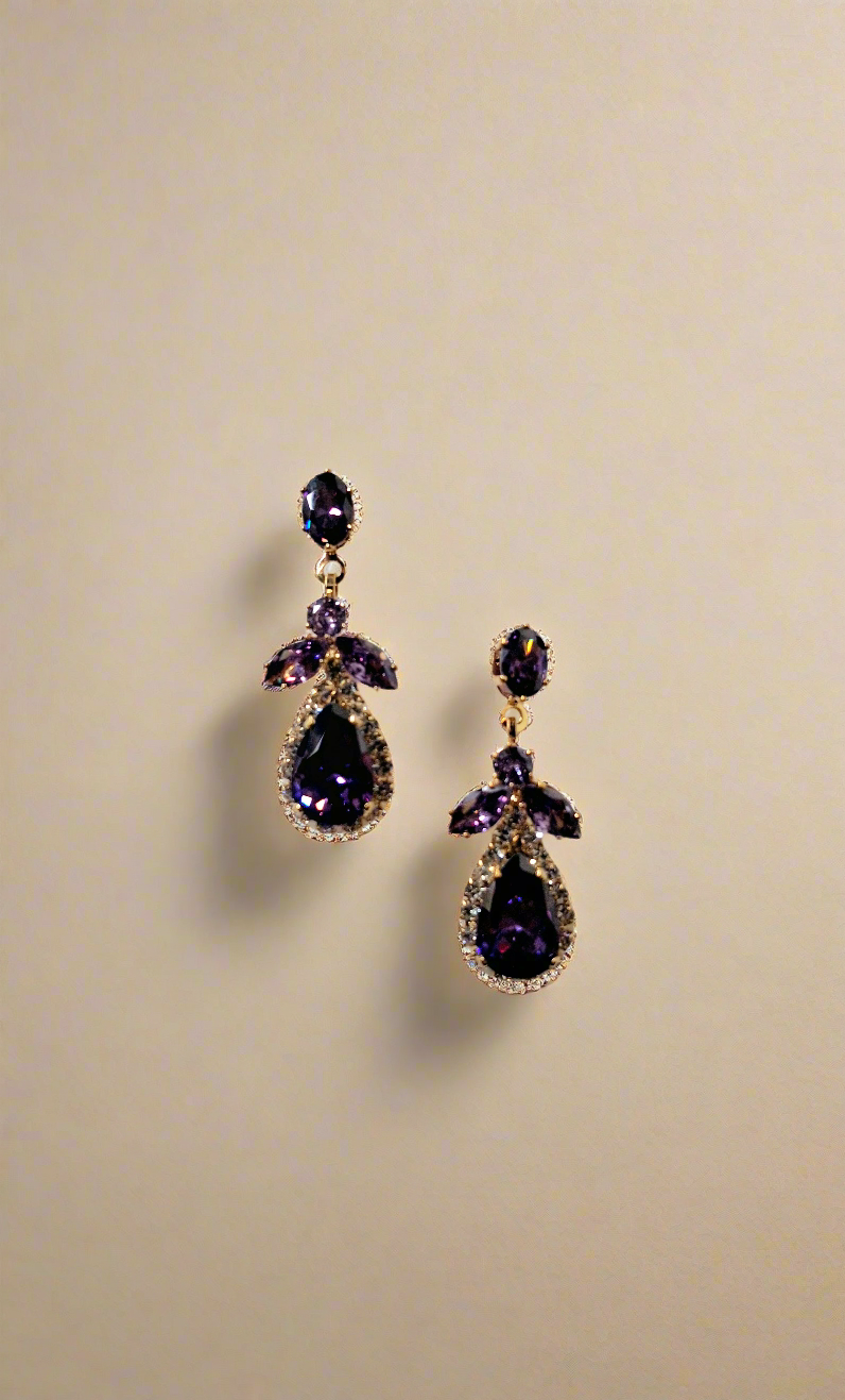 Calla Collection Earrings TR-10829 Sophisticated Cubic Zirconia CZ Dangle Earrings