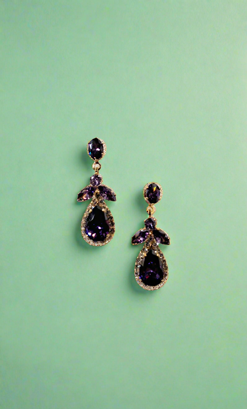 Calla Collection Earrings TR-10829 Sophisticated Cubic Zirconia CZ Dangle Earrings