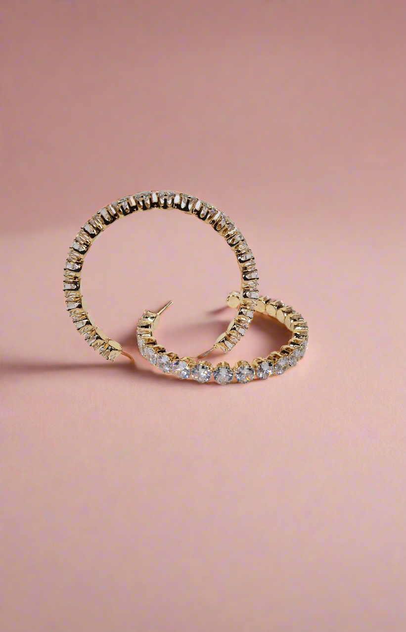Elegant rhinestone hoop earrings from CALLAcollection3 Calla Collection, featuring classic design and sparkling embellishments.