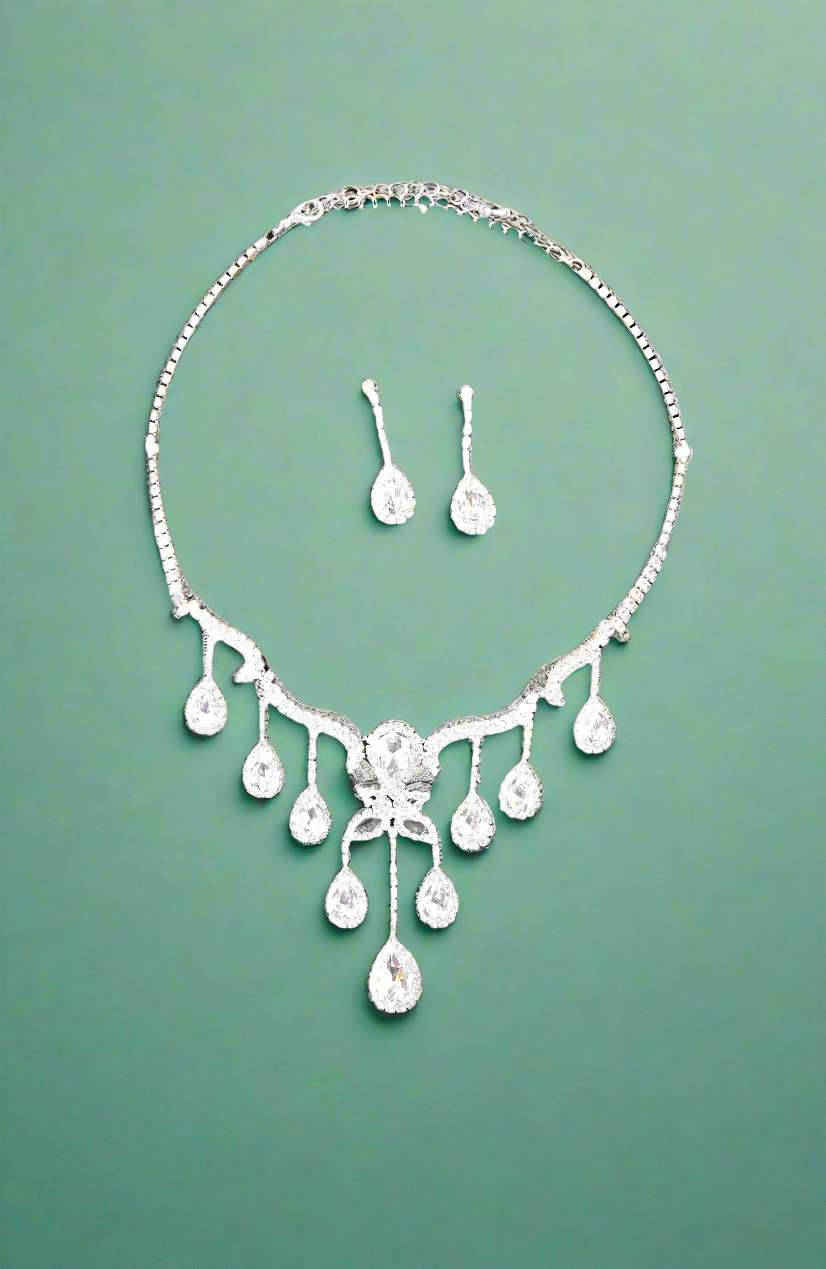 Calla Collection TR-22136 Sparkling Sophisticated Rhinestone Necklace Set